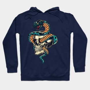 Snake entwined with skull colorful concept Hoodie